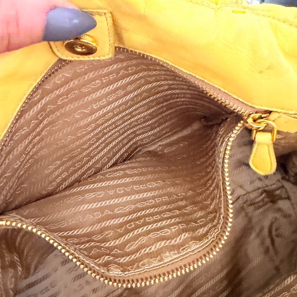 PRADA NAPPA GAUFRE Yellow Bow Accent Women's Bag - Picture 11 of 12